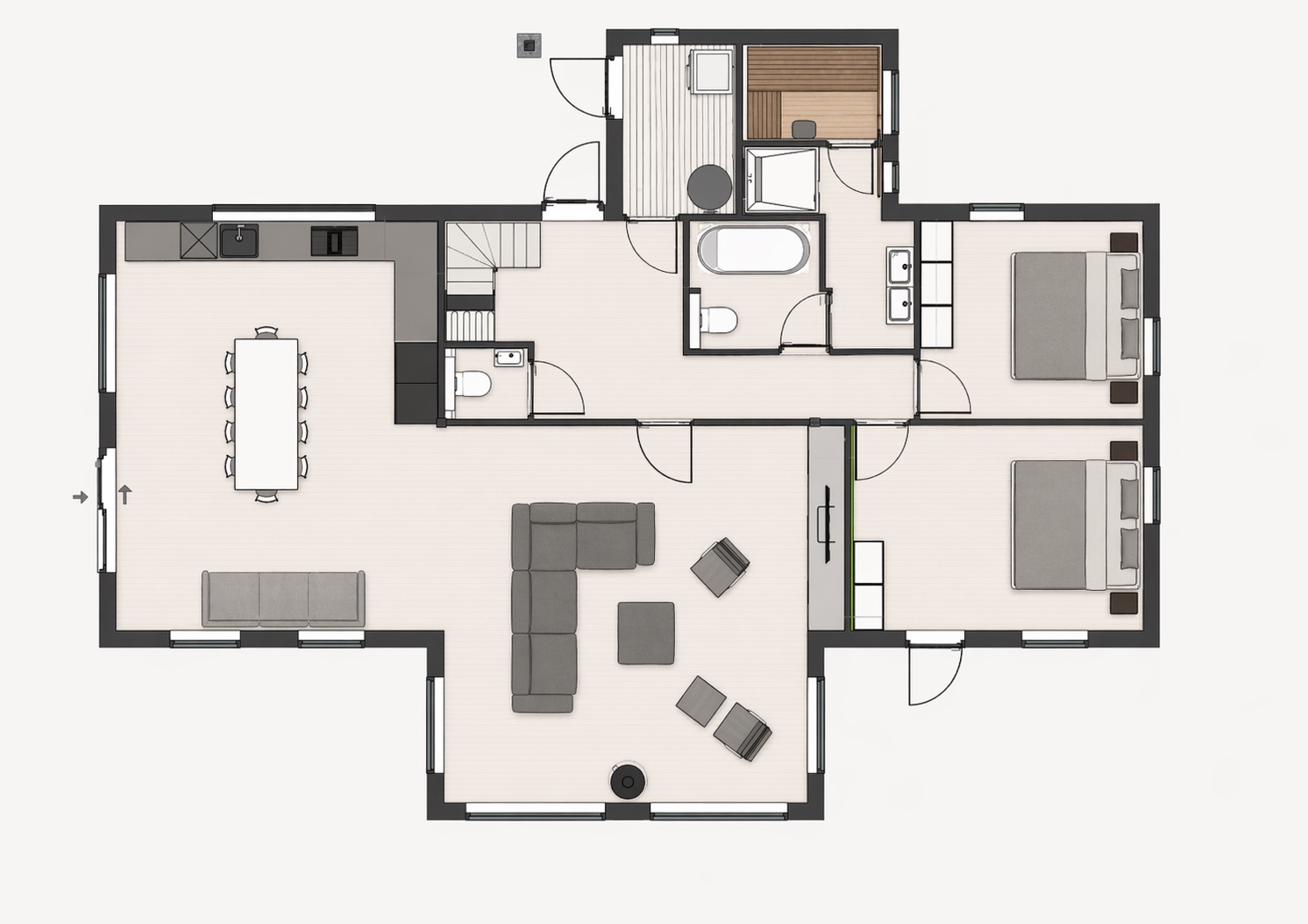 Villa Fossen — plattegrond begane grond